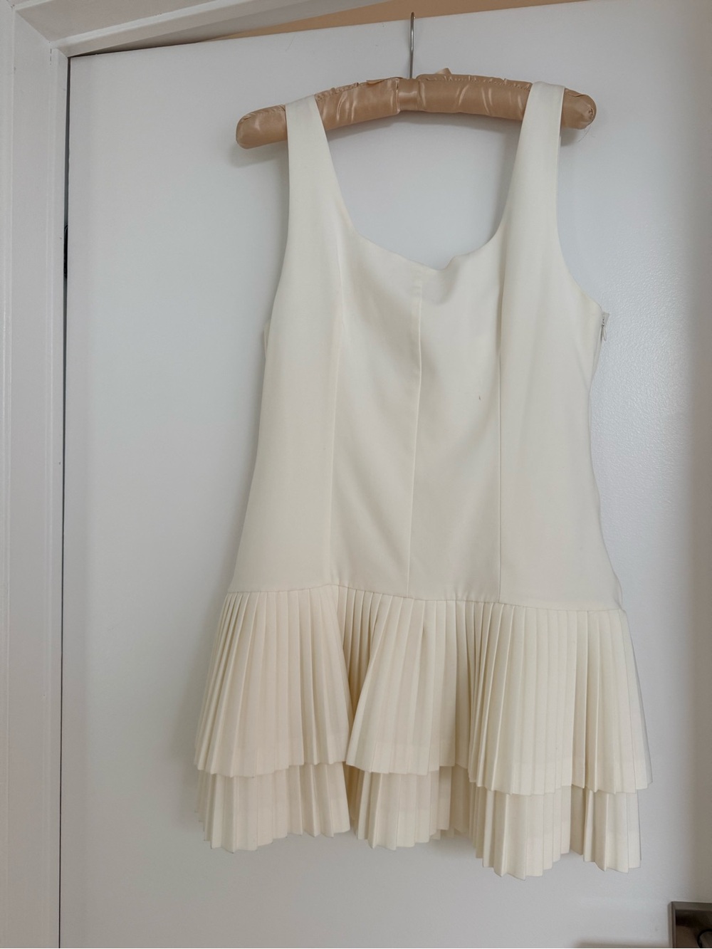 Zara Cream Pleated Mini Dress
